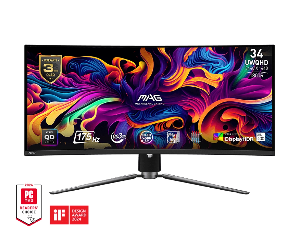 Monitor MSI MAG 341CQP QD-OLED 34" UWQHD QD-OLED 175Hz 0,03ms Zakrzywiony Gamingowy