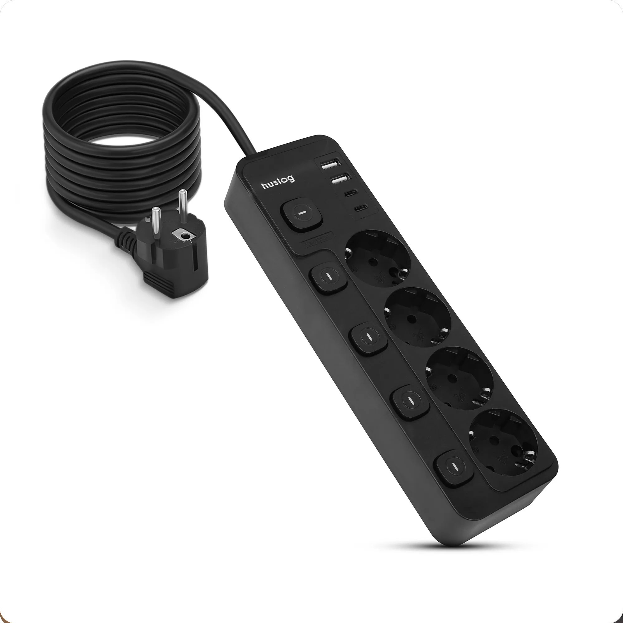 Listwa Huslog HUS1053 4 gniazda 1,5m Czarny