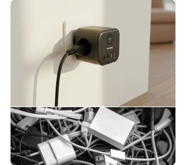 Huslog HUS1050 POWERCUBE 3 gniazda Czarny