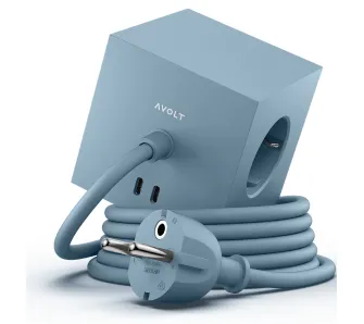 Kostka Avolt 3 gniazda 2x USB-C 1,8m Niebieski