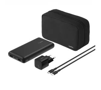 Powerbank Belkin BU042KQBK 20000 mAh Czarny + Ładowarka 25W, Kabel USB-C, Etui