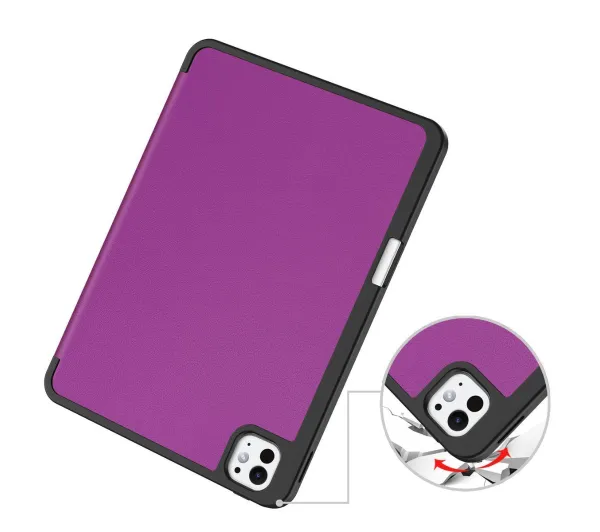 Bizon Case Tab Lizard z klapką do iPad Pro 11" 2025 / 2024 Ciemnofioletowy