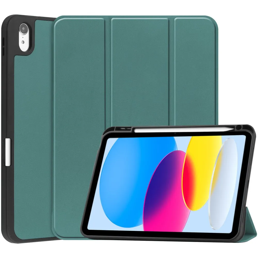 Etui na tablet Bizon Case Tab Lizard z klapką do iPad 11 gen. 2025 / iPad 10 gen. 2022 Ciemnozielony