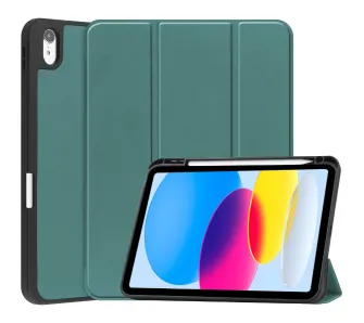Etui na tablet Bizon Case Tab Lizard z klapką do iPad 11 gen. 2025 / iPad 10 gen. 2022 Ciemnozielony