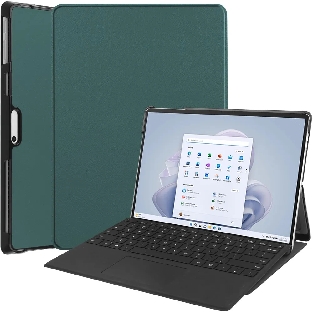 Etui na tablet Bizon Case Tab Croc z klapką do Microsoft Surface Pro 11 / 10 / 9 Ciemnozielony