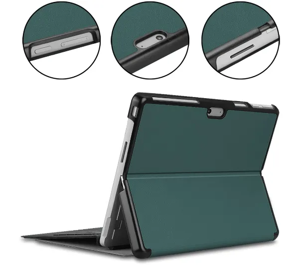 Bizon Case Tab Croc z klapką do Microsoft Surface Pro 11 / 10 / 9 Ciemnozielony