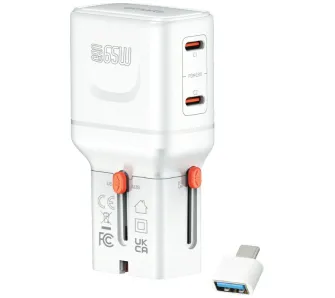 Ładowarka sieciowa 4smarts World Travel Nomad Pocket 2x USB-C 65W Biały
