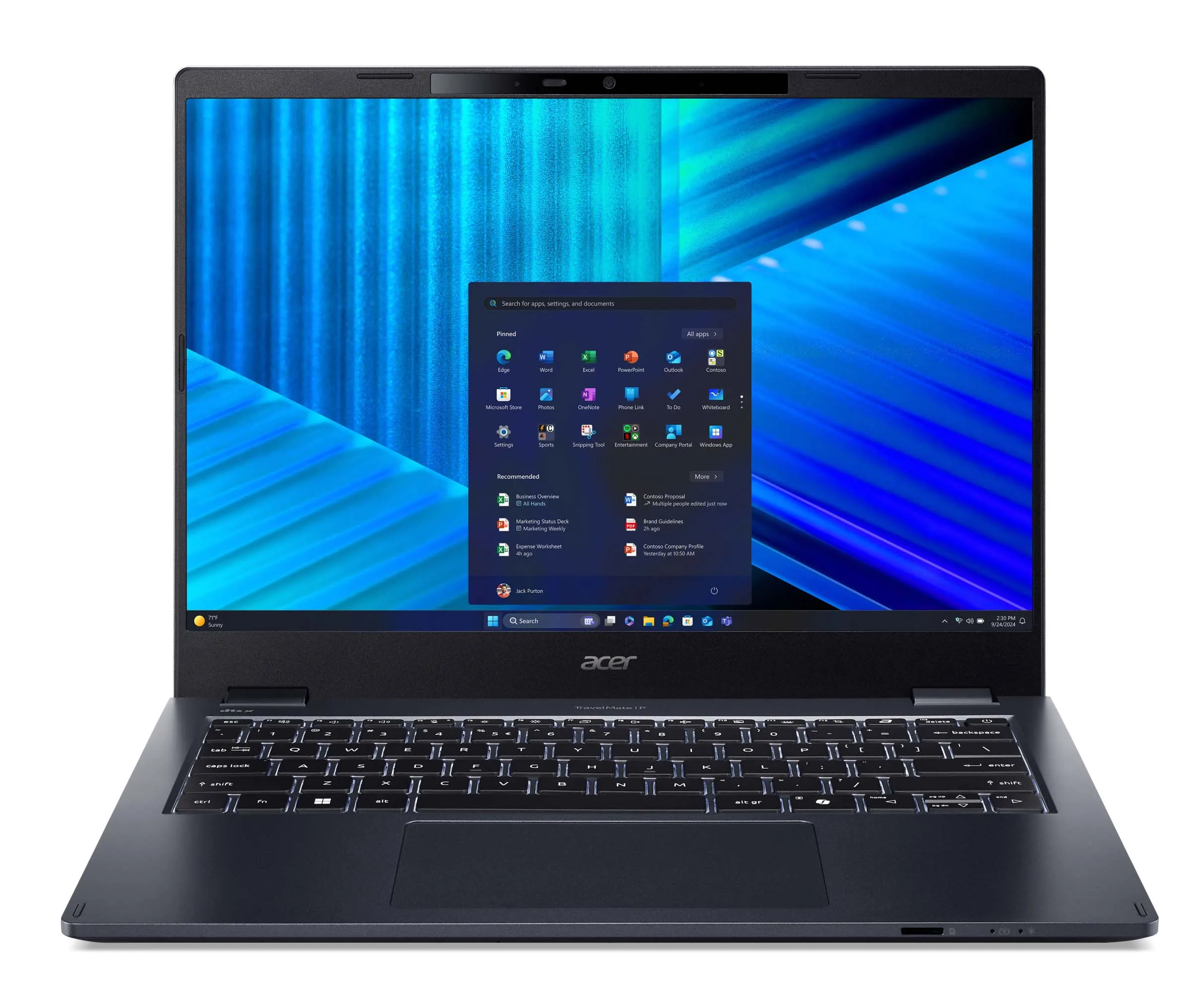 Laptop biznesowy Acer TravelMate P4 14 TMP414-55-TCO 14" Ultra 5 225U 16GB RAM 512GB Dysk SSD Win11 Pro Niebieski Funkcje AI