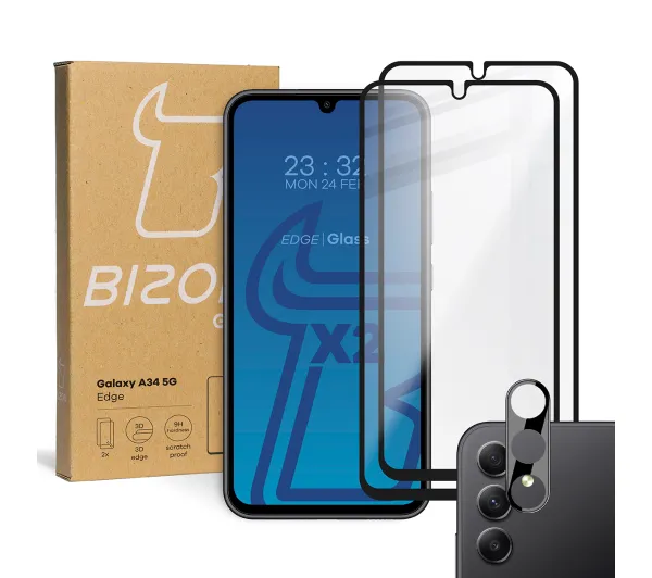 Bizon 2x Szkło + szybka na aparat Edge 2 Pack do Samsung Galaxy A34 5G