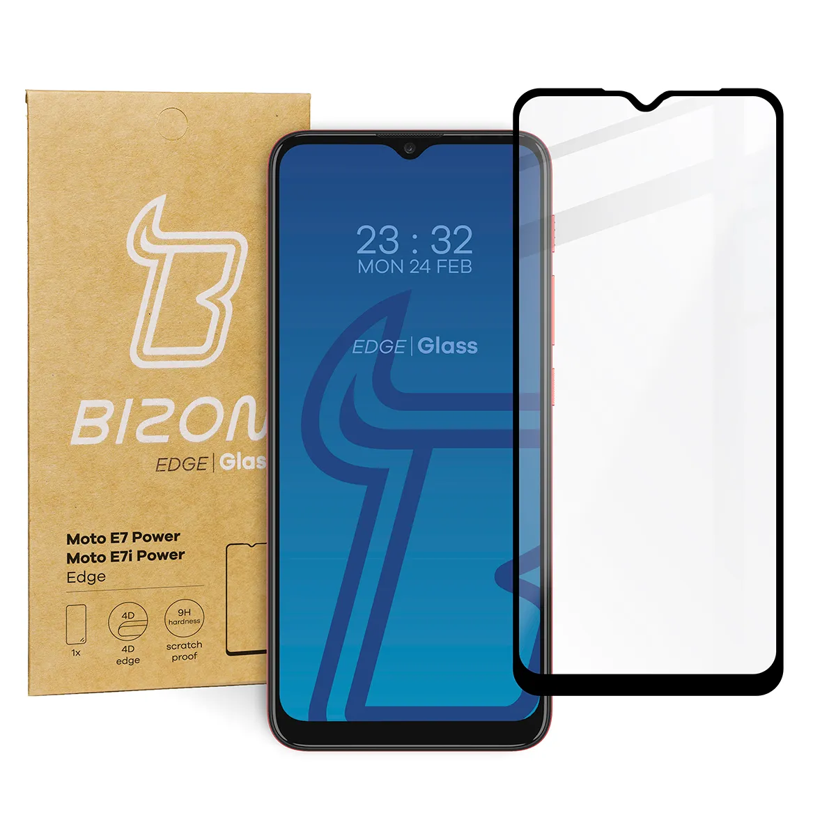 Szkło hartowane Bizon pełne Edge do Motorola Moto E7 Power / E7i Power