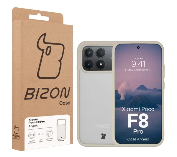 Bizon Angelo do Xiaomi POCO F8 Pro Półprzeźroczyste z beżową ramką