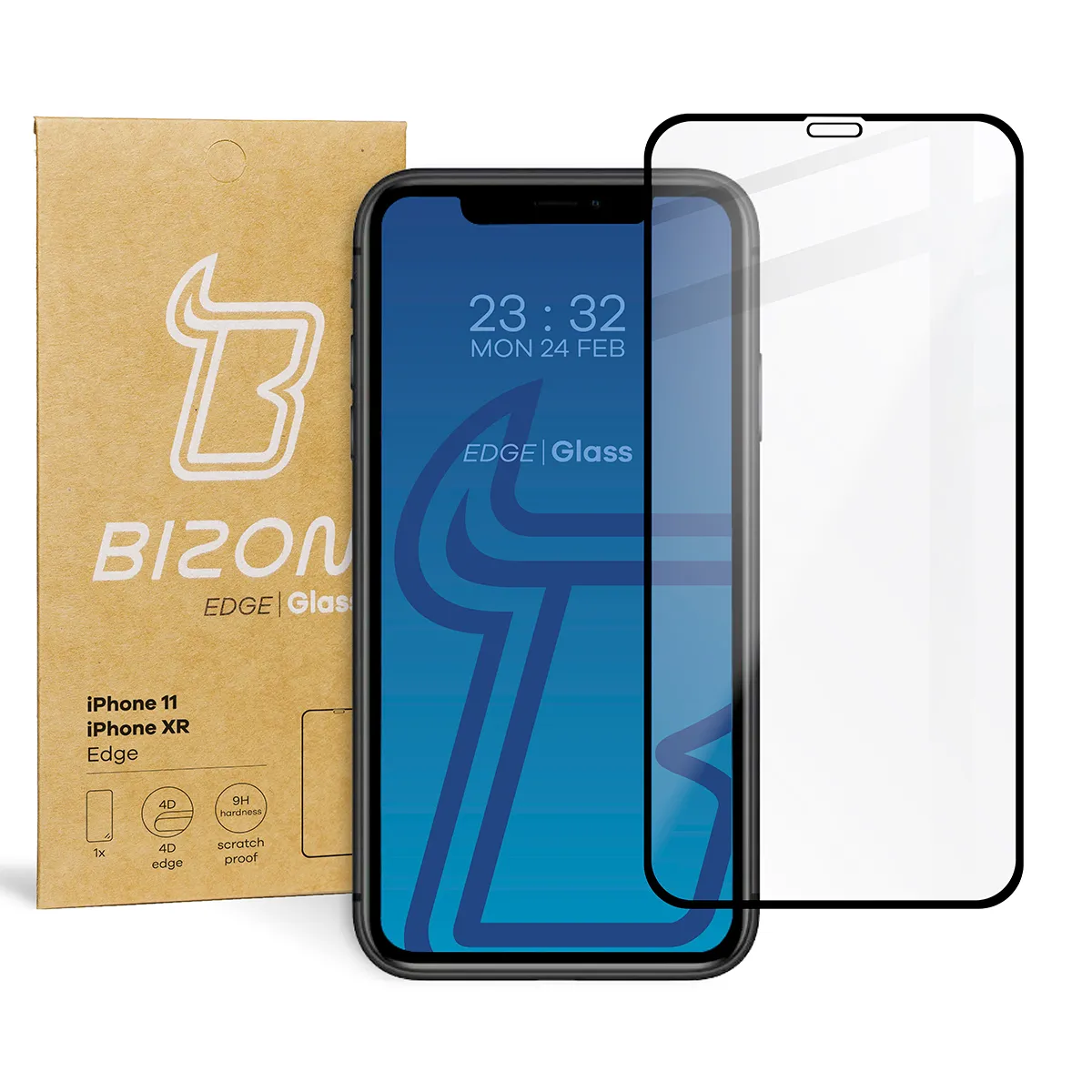 Szkło hartowane Bizon pełne Edge do iPhone 11 / iPhone Xr