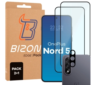 Zestaw ochronny Bizon 2x Szkło + szybka na aparat Edge Pack do OnePlus Nord 5