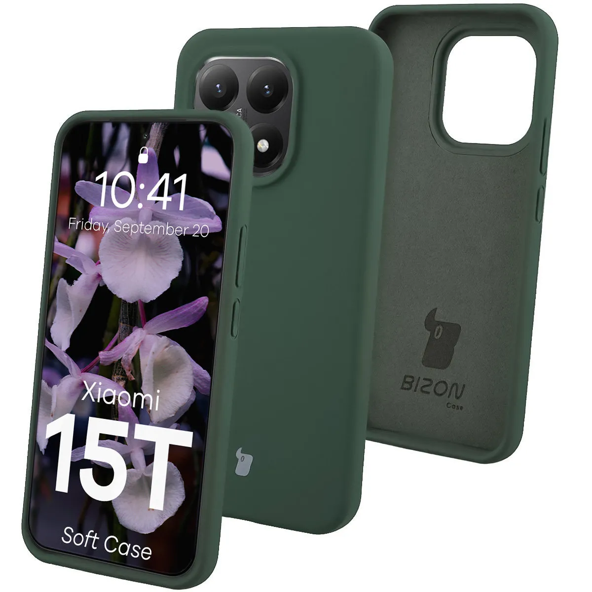 Etui Bizon Soft Case do Xiaomi 15T Ciemnozielony