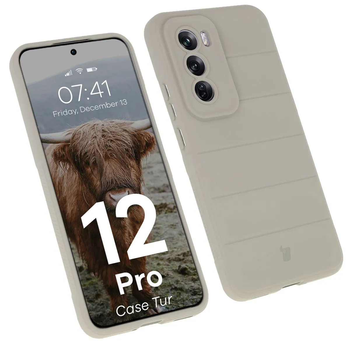 Etui Bizon Tur do Oppo Reno 12 Pro Jasnoszary