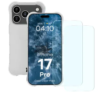 Etui Bizon elastyczne etui + 2x szkło hartowane Clear Pack do iPhone 17 Pro