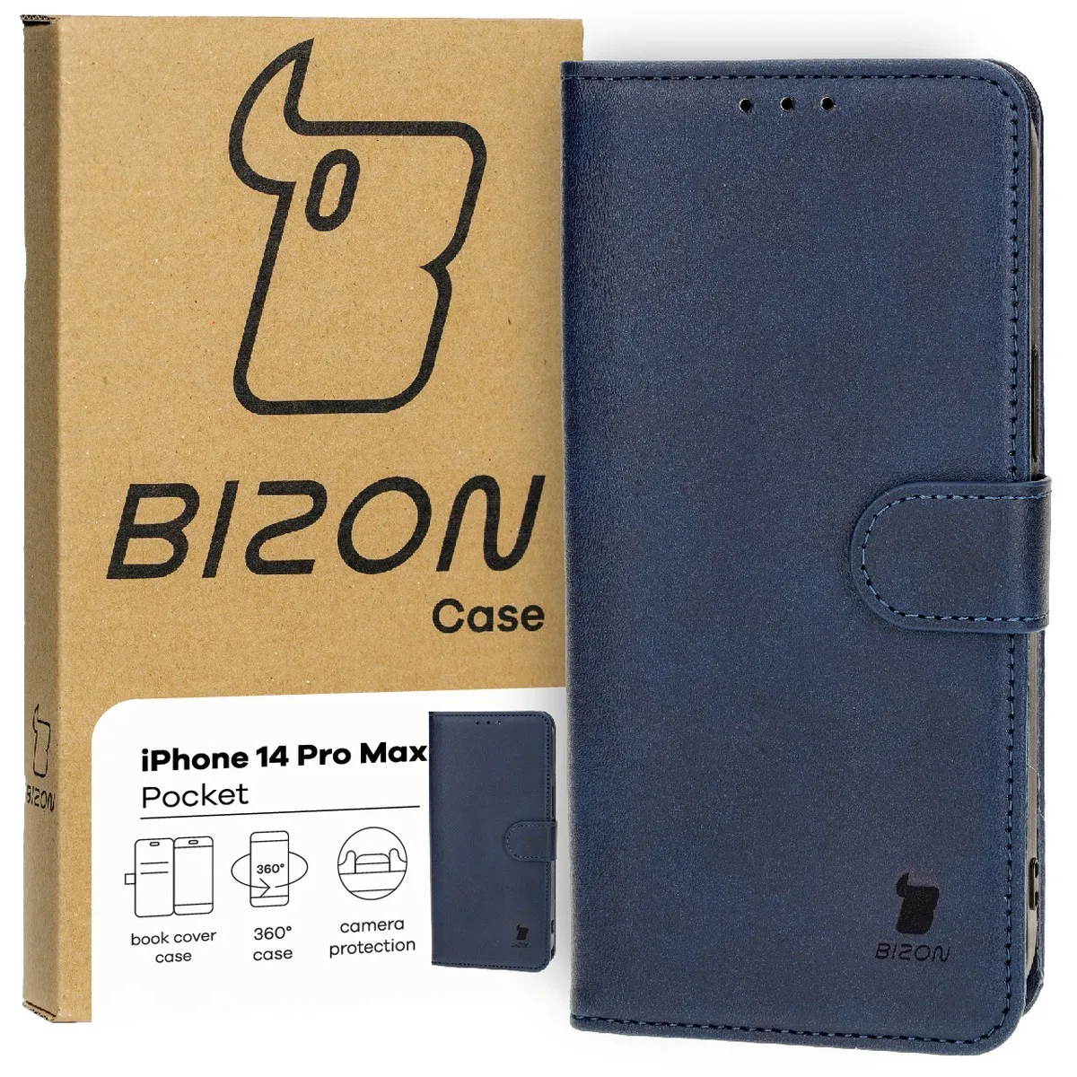 Etui Bizon Pocket do Apple iPhone 14 Pro Max Granatowy