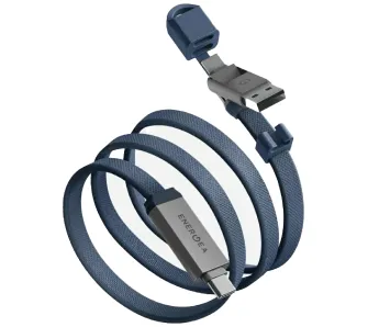 Kabel Energea Sheath Travel 2w1 USB-C do USB-C/USB-A 60W 1,2m Niebieski