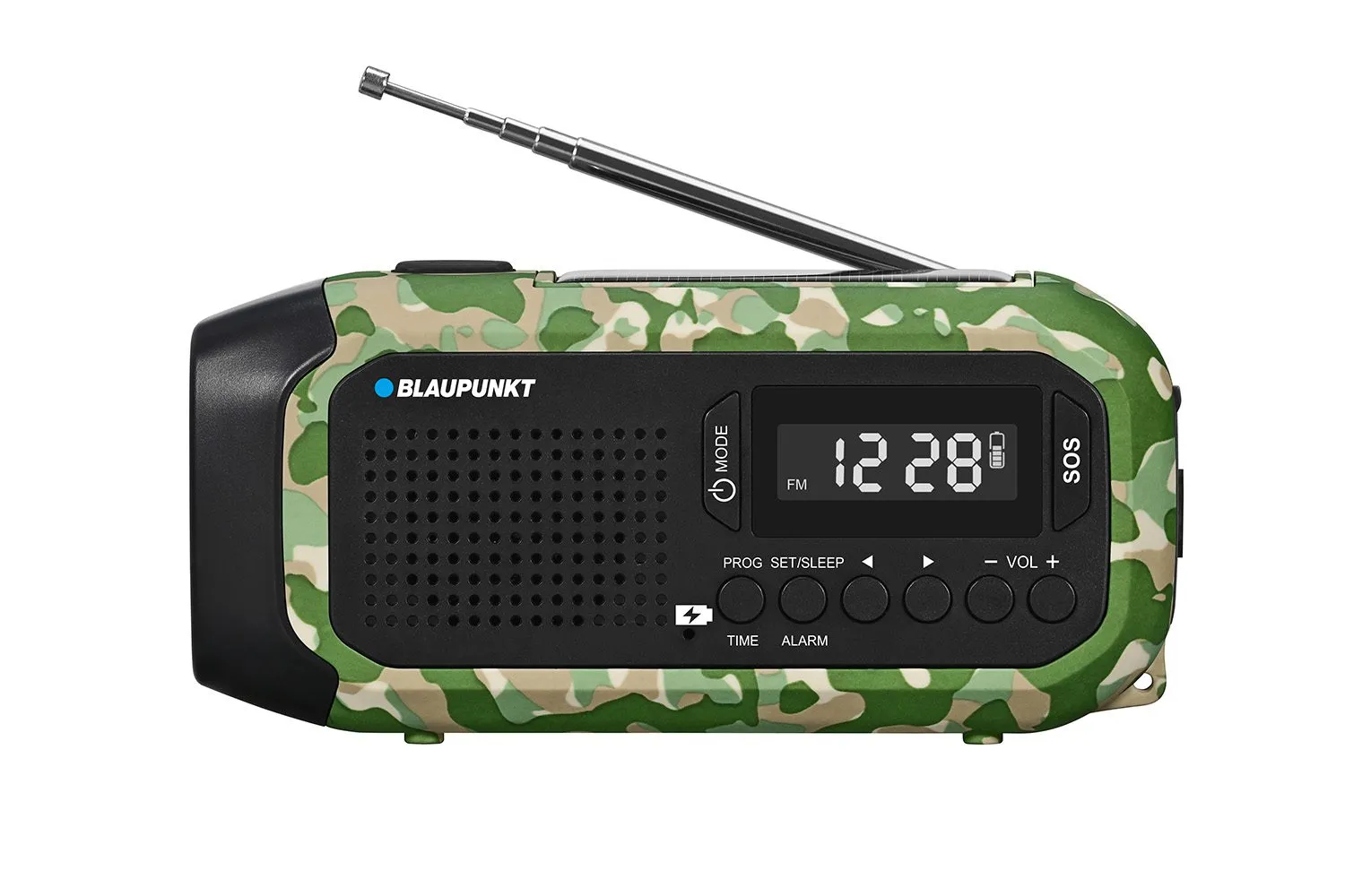 Radioodbiornik Blaupunkt ER20GC SURVIVAL Na korbkę, Solarne, Latarka, Powerbank, Radio FM Zielony