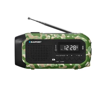 Radioodbiornik Blaupunkt ER20GC SURVIVAL Na korbkę, Solarne, Latarka, Powerbank, Radio FM Zielony