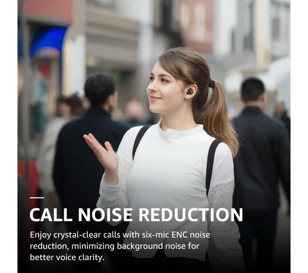 Tozo AeroSound Dokanałowe Bluetooth 5.3 Czarny