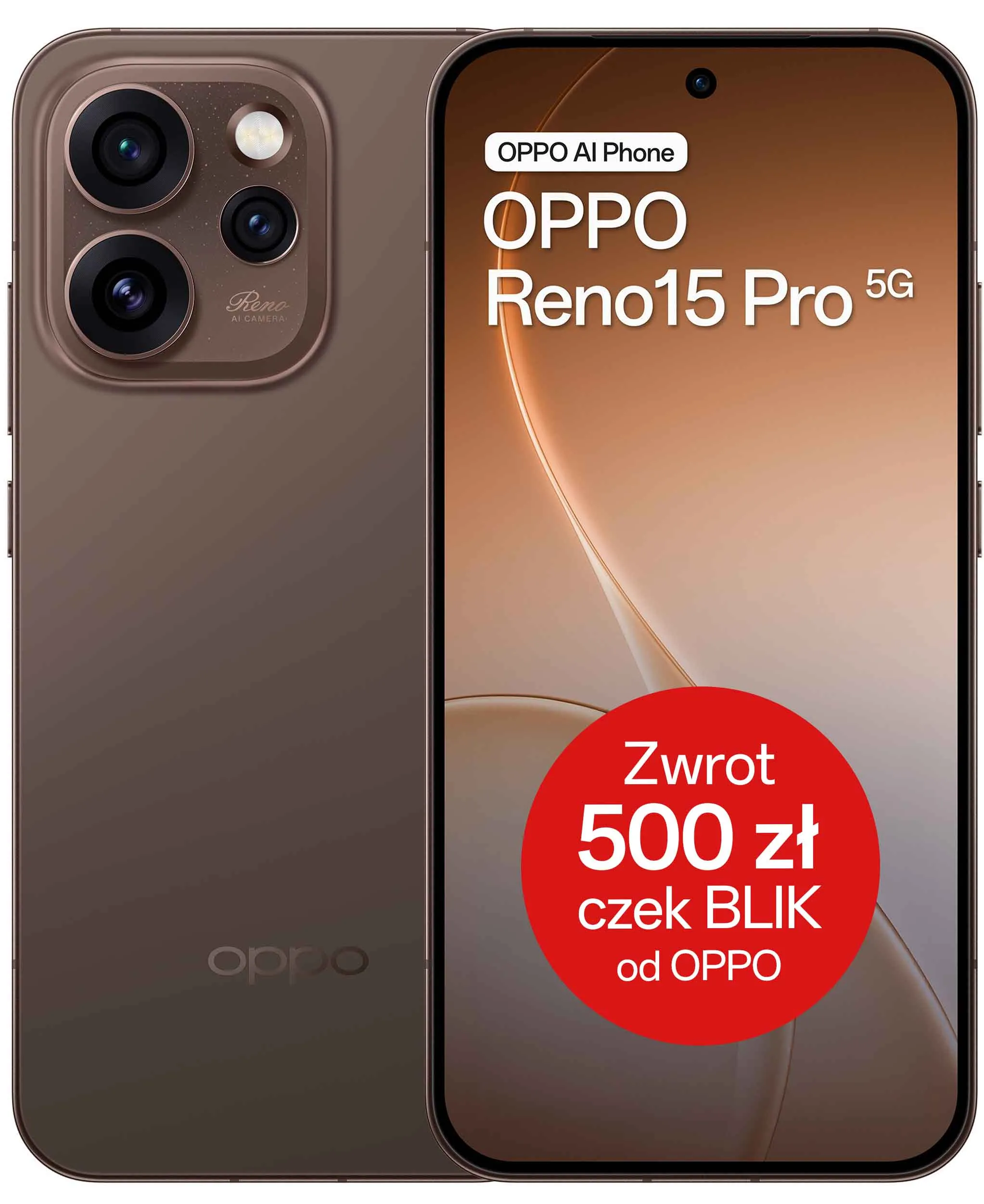 Smartfon OPPO Reno15 Pro 5G 12/512GB 6,32" 120Hz 200Mpix Brązowy