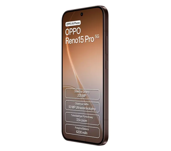 OPPO Reno15 Pro 5G 12/512GB 6,32" 120Hz 200Mpix Brązowy - Kup na Raty - RRSO 0%