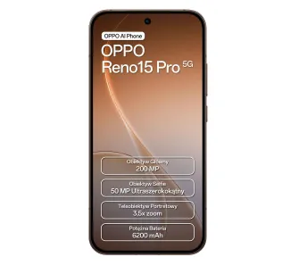 Smartfon OPPO Reno15 Pro 5G 12/512GB 6,32" 120Hz 200Mpix Brązowy