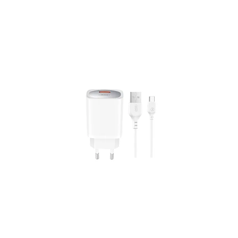 Ładowarka sieciowa XO CE19 USB-A 18W Biały + Kabel microUSB
