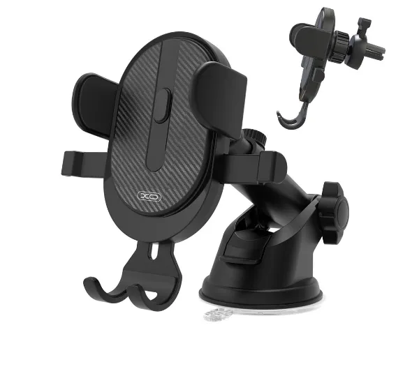 Uchwyt na telefon i smartfon XO C60 Czarny uchwyt samochodowy na szybę i kratkę nawiewu