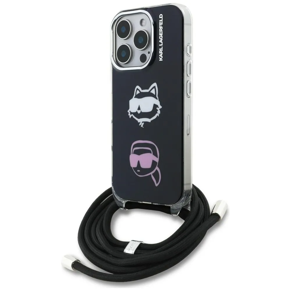 Etui Karl Lagerfeld IML Crossbody Karl&Choupette Head do iPhone 16 Pro Max Czarny