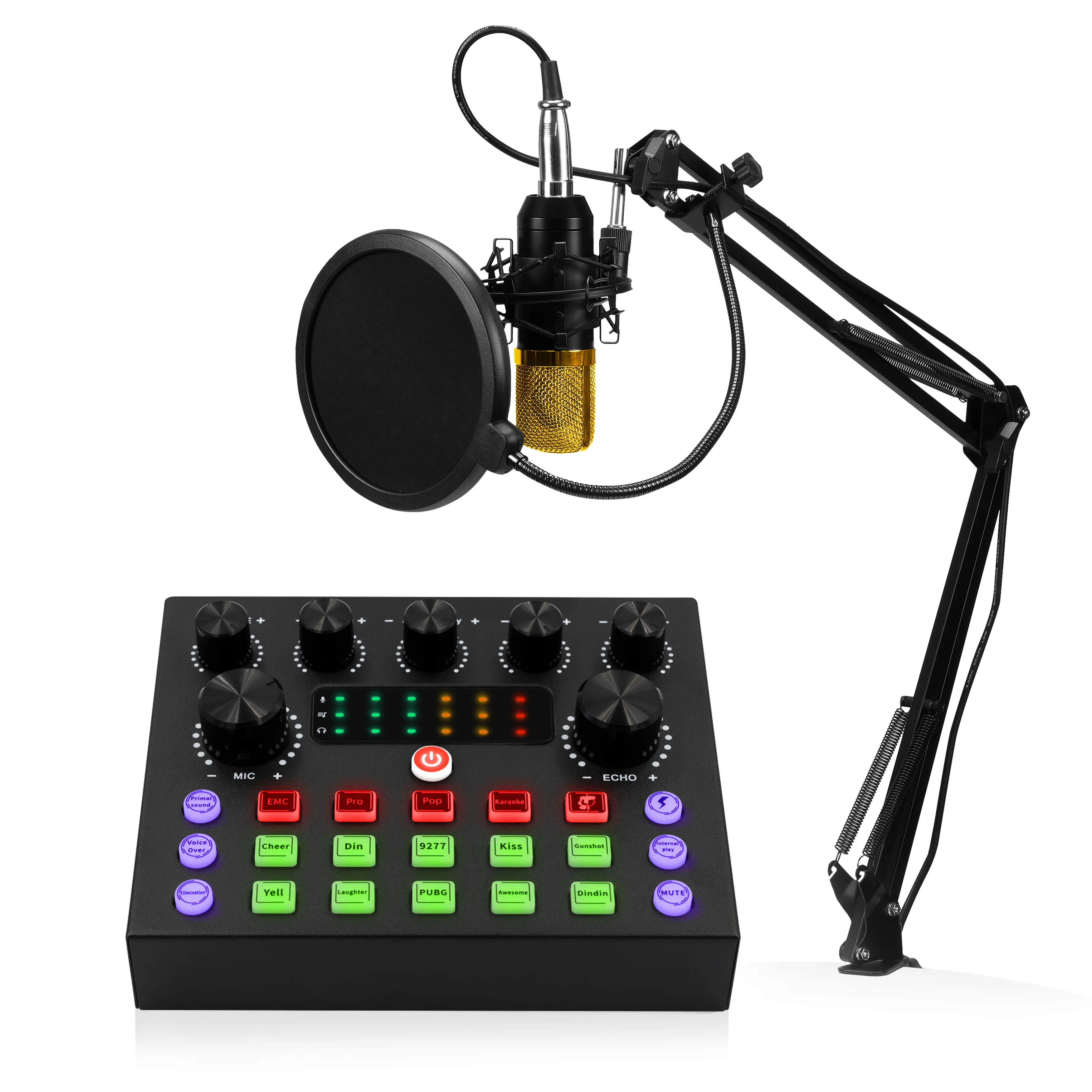 Mikrofon Musicmate MM-SD150 LiveMix + Zestaw do nagrywania i streamingu Przewodowy Pojemnościowy Czarno-złoty