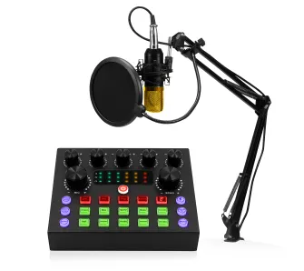 Mikrofon Musicmate MM-SD150 LiveMix + Zestaw do nagrywania i streamingu Przewodowy Pojemnościowy Czarno-złoty