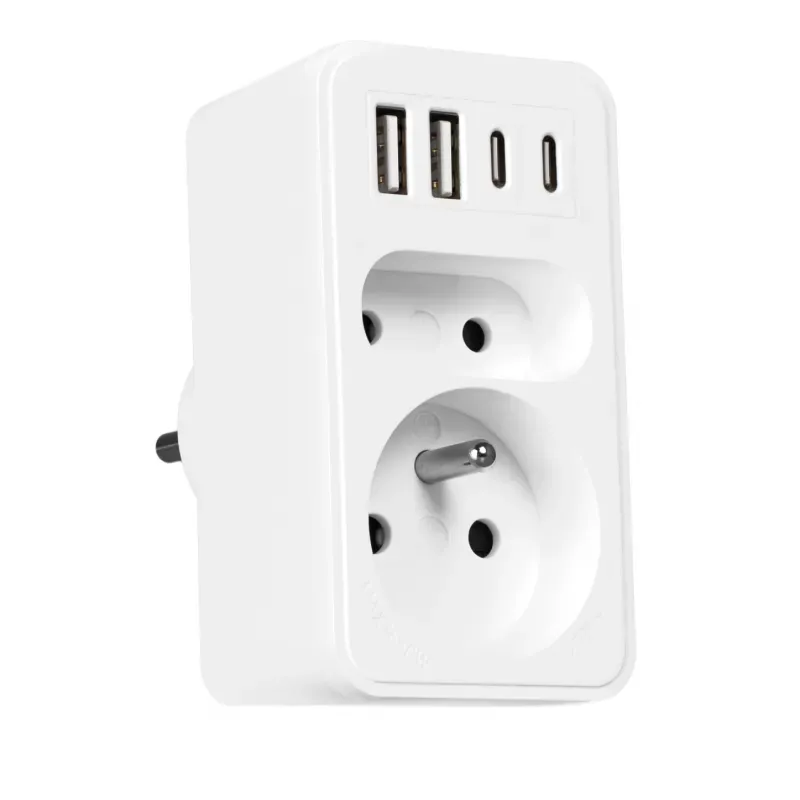 Rozgałęziacz Vayox VA0374 2 gniazda 2x USB-A 2x USB-C Biały