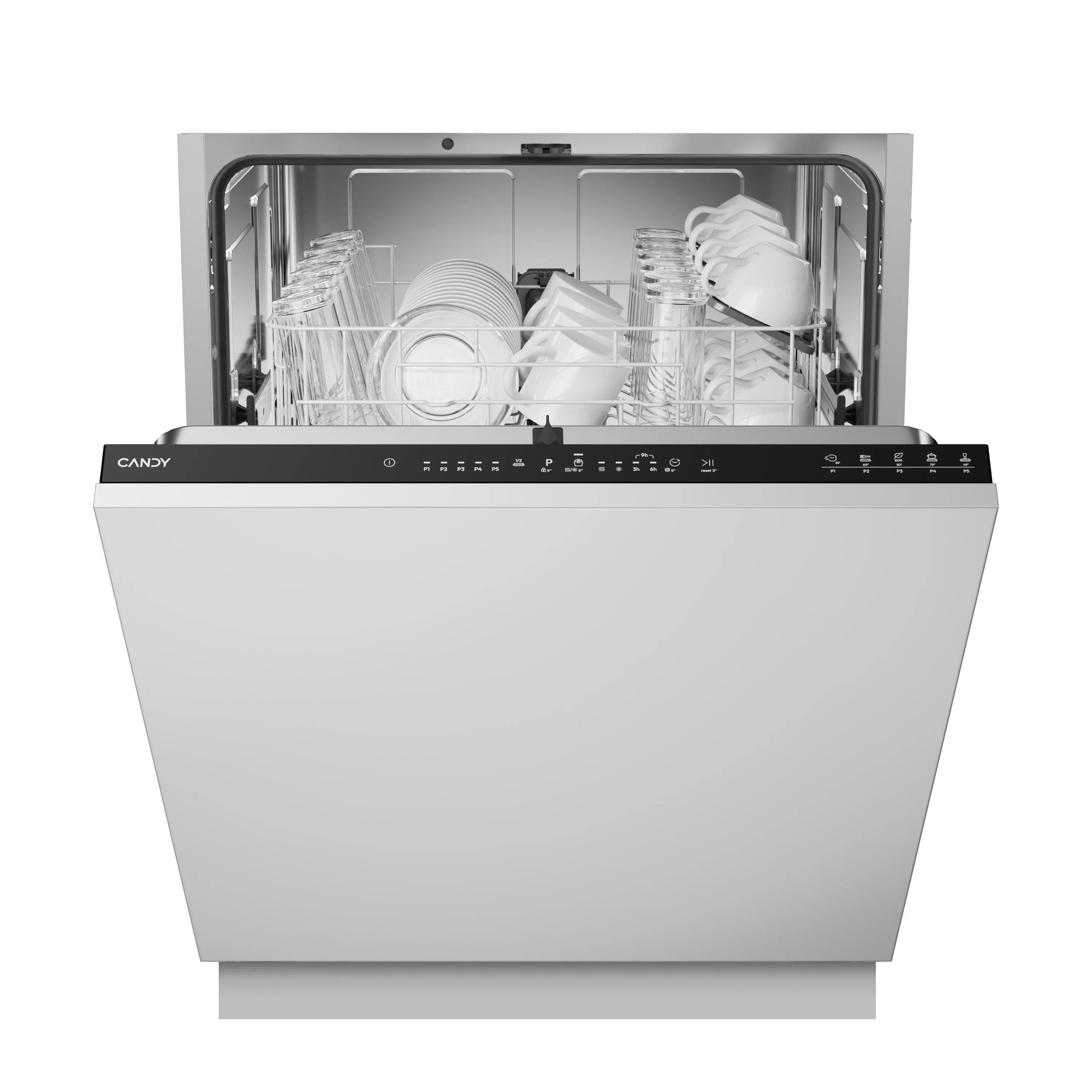 Zmywarka Candy CIP 3D9E0B Program szybki Aquastop 60cm Automatyczne otwieranie drzwi Kosz na sztućce