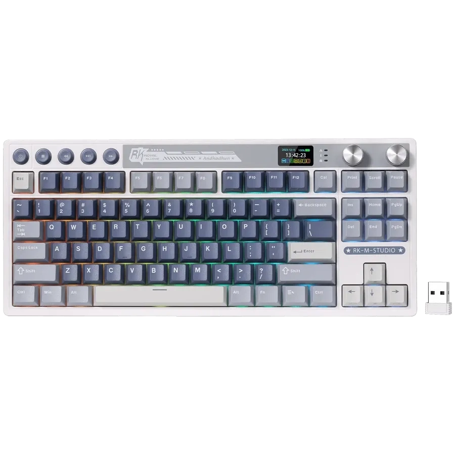 Klawiatura mechaniczna Royal Kludge RK-M87 Ocean Blue Beige Switch Biało-Niebieski