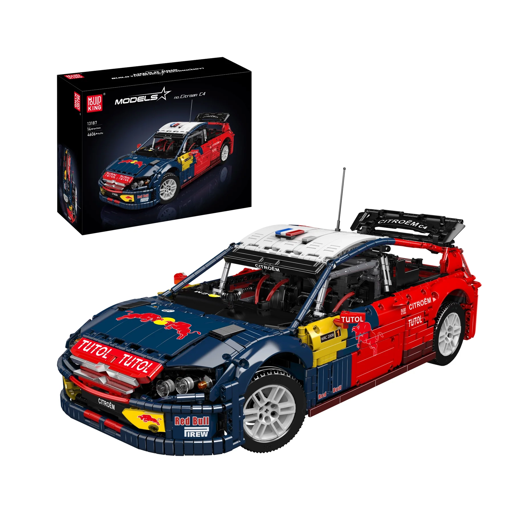 Model do składania Mould King 13187 Citroen C4 WRC Rally Race Car Zestaw klocków z 4606 elementów
