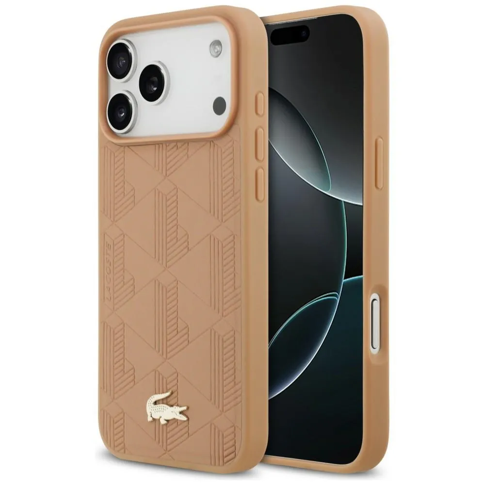 Etui Lacoste Nomograme Gold Logo MagSafe do iPhone 17 Pro Max Różowy