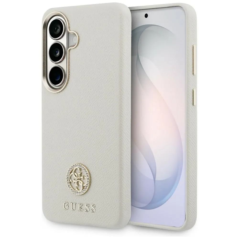 Etui Guess Rhinestone Round Logo MagSafe do Galaxy S26+ Beżowy
