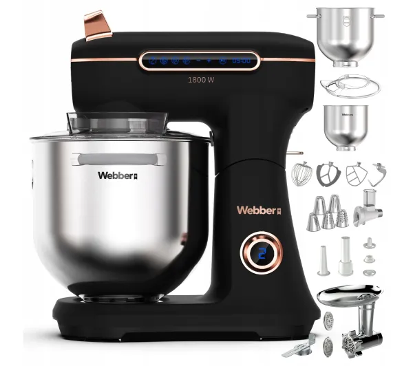 Roboty kuchenne - Webber Futura XEF-900 1800W Maszynka do mielenia Przystawka do tarcia i krojenia Czarny