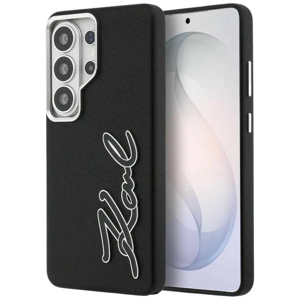 Etui Karl Lagerfeld Grained Signature Metal Resin Logo do Galaxy S26 Ultra Czarny