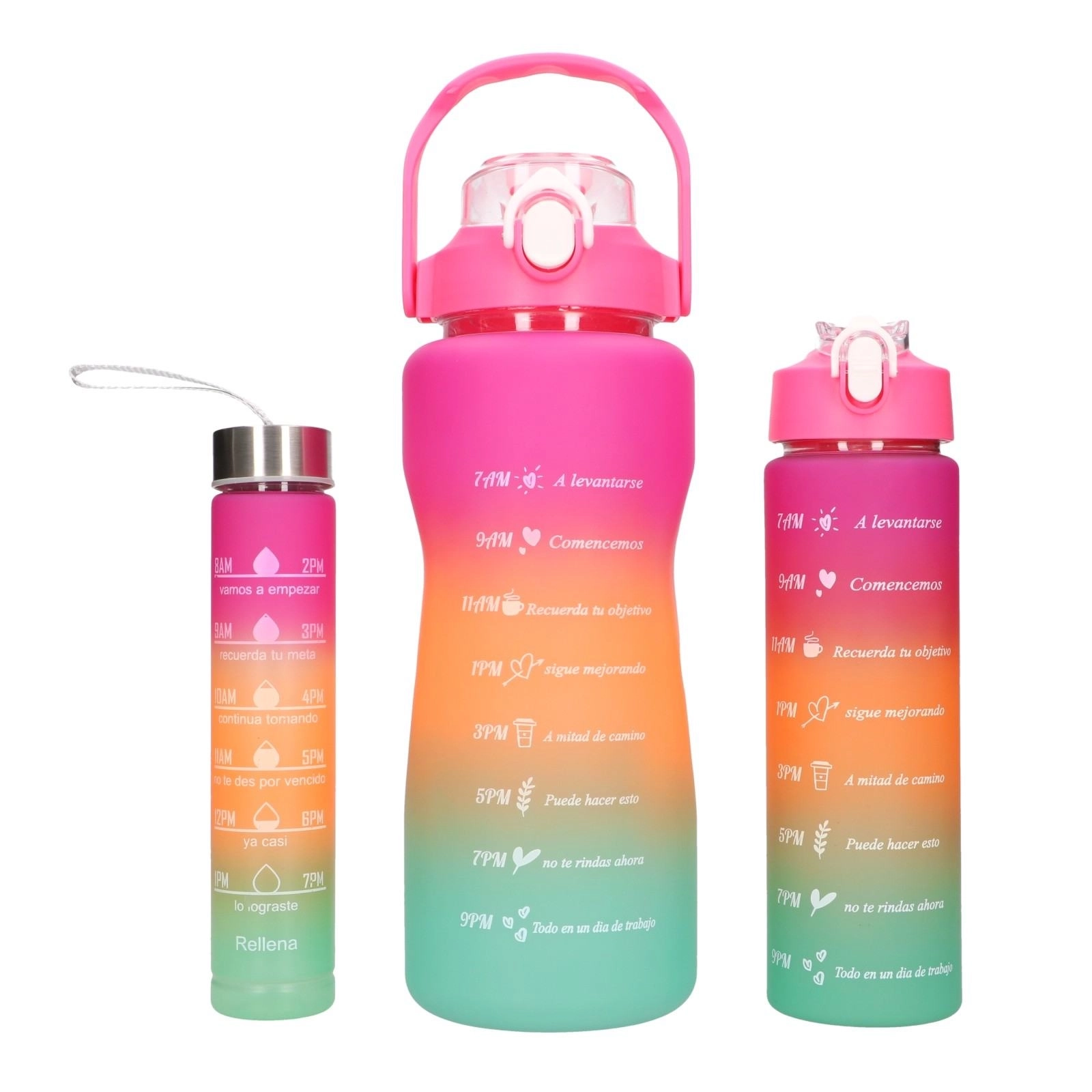 Bidon Extralink Motywacyjny 3w1 Różowo pomarańczowy