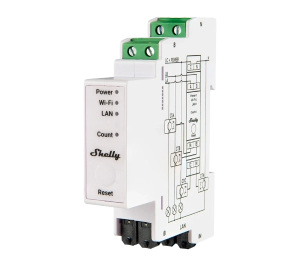 Shelly Miernik zużycia energii elektrycznej 2-kierunkowy - PRO 3EM 120A WiFi (M0000083)