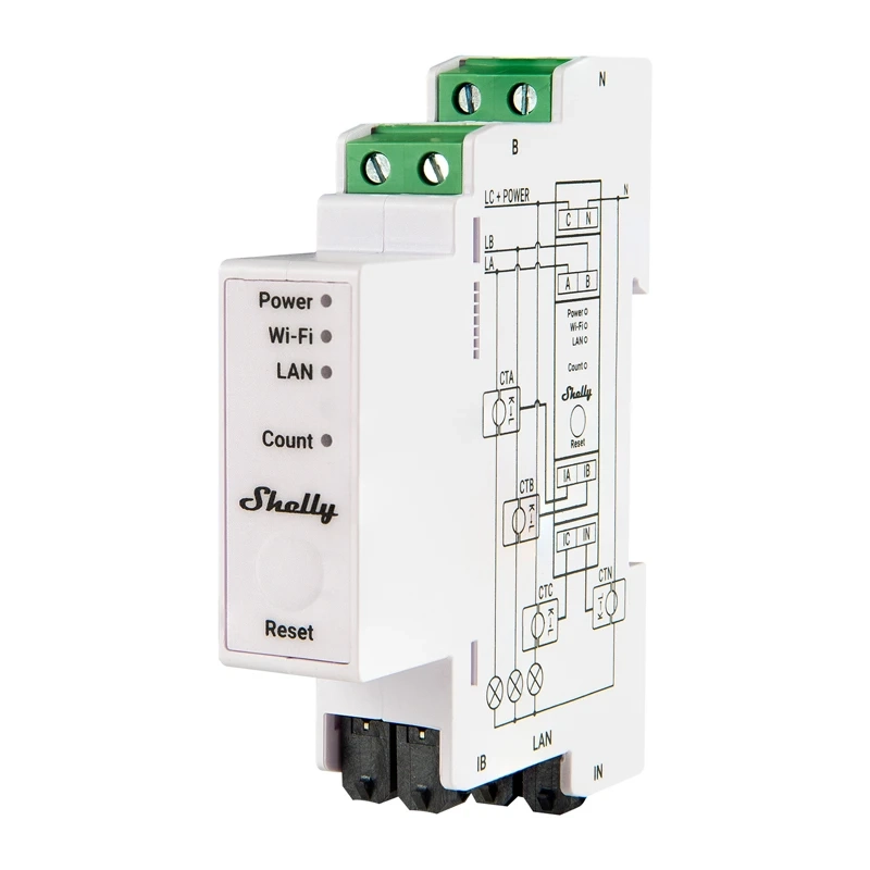 Miernik energii Shelly Pro 3EM 120A Wi-Fi/Bluetooth