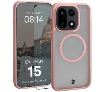 Szkło hartowane Bizon Case MatteO Pack do OnePlus 15 Jasnoróżowy