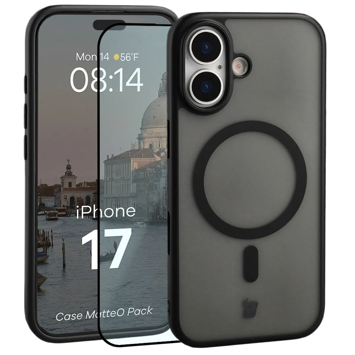 Szkło hartowane Bizon Case MatteO Pack do iPhone 17 Czarny