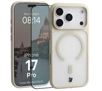 Szkło hartowane Bizon Case MatteO Pack do iPhone 17 Pro Beżowy