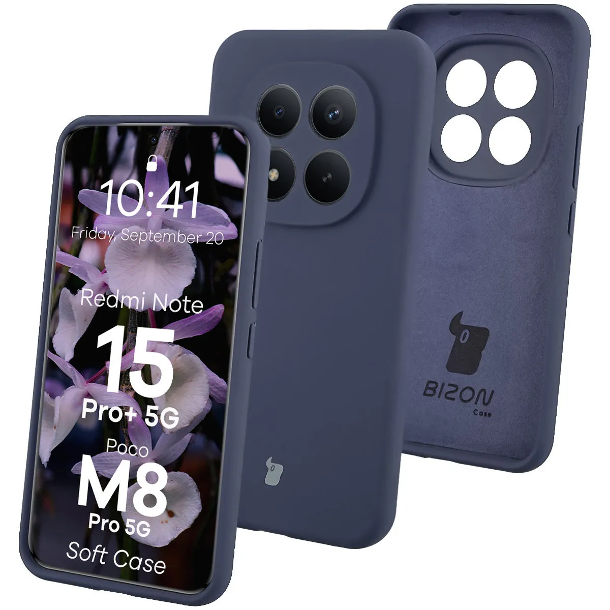 Etui Bizon Soft do Xiaomi Redmi Note 15 Pro Plus 5G / POCO M8 Pro 5G Granatowy