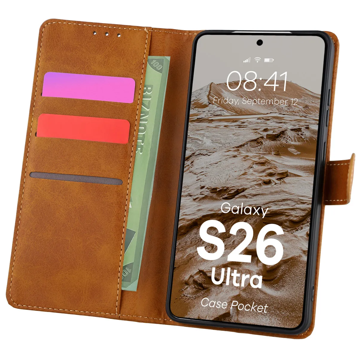 Etui Bizon Pocket do Galaxy S26 Ultra Brązowy