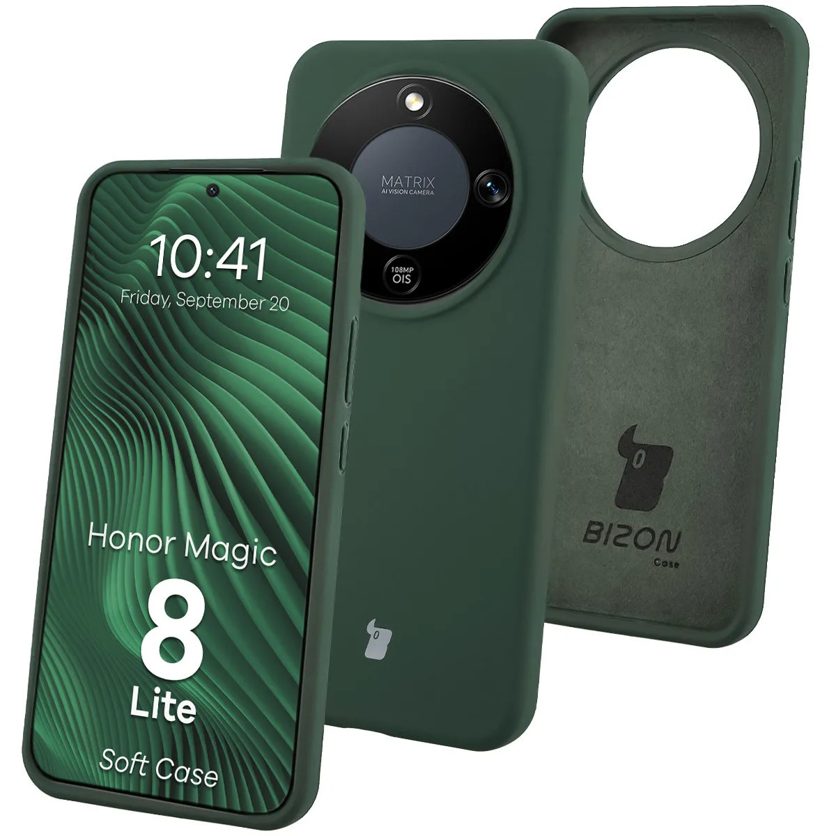 Etui Bizon Soft do Honor Magic8 Lite Ciemnozielony